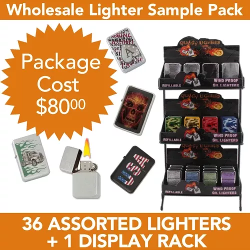 36 Lighters Package Deal SPL1 (36 pcs.+7079) Includes Lighter Display Rack | Holds 3 Dozen Lighters