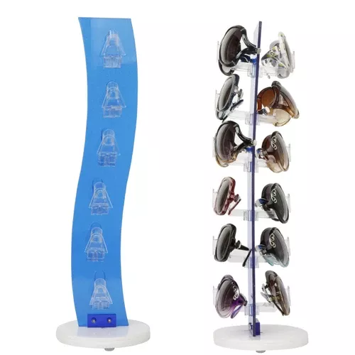 Acrylic Counter Top Rotating Sunglass Display Rack 7047 Blue (holds 12 pair) (1 pc.)