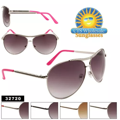 Aviator Sunglasses by the Dozen - Style # 32720 (Assorted Colors) (12 pcs.)