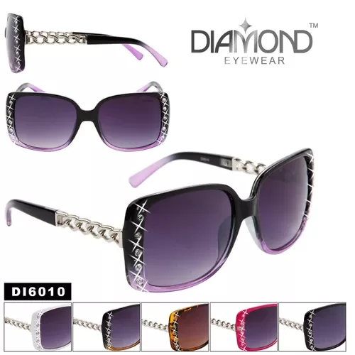 Diamond™ Rhinestone Wholesale Sunglasses - Style # DI6010 (Assorted Colors) (12 pcs.)