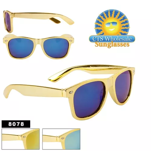 Mirrored Gold Wholesale California Classics Sunglasses - Style #8078 (Assorted Colors) (12 pcs.)