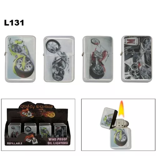 Oil Lighters Assorted Motorcycles ~ Lighter Fluid NOT Included L131 (12 pcs.)